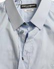 Sky Blue Cotton Men Formal GOLD Dress Shirt