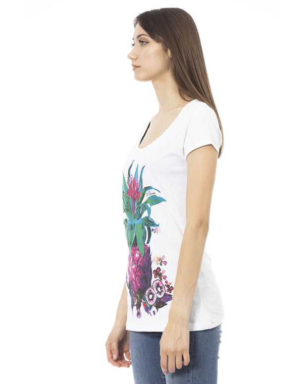 White Cotton Women T-Shirt