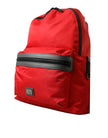 Elegant Red Nylon-Leather Backpack