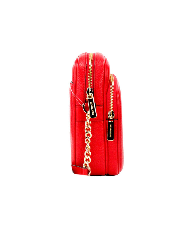 Jet Set Bright Red Pebbled Leather North South Chain Crossbody Bag