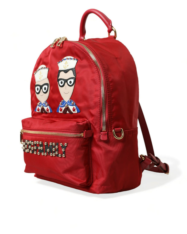 Red #DGFAMILY Embellished Backpack VULCANO Bag