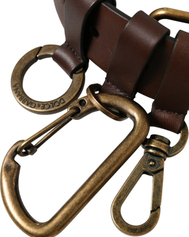 Brown Calf Leather Gold Metal Buckle Belt