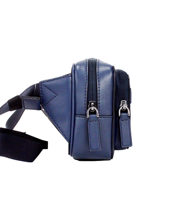 Cooper Small Navy Blue Smooth Leather Double Zip Belt Bag