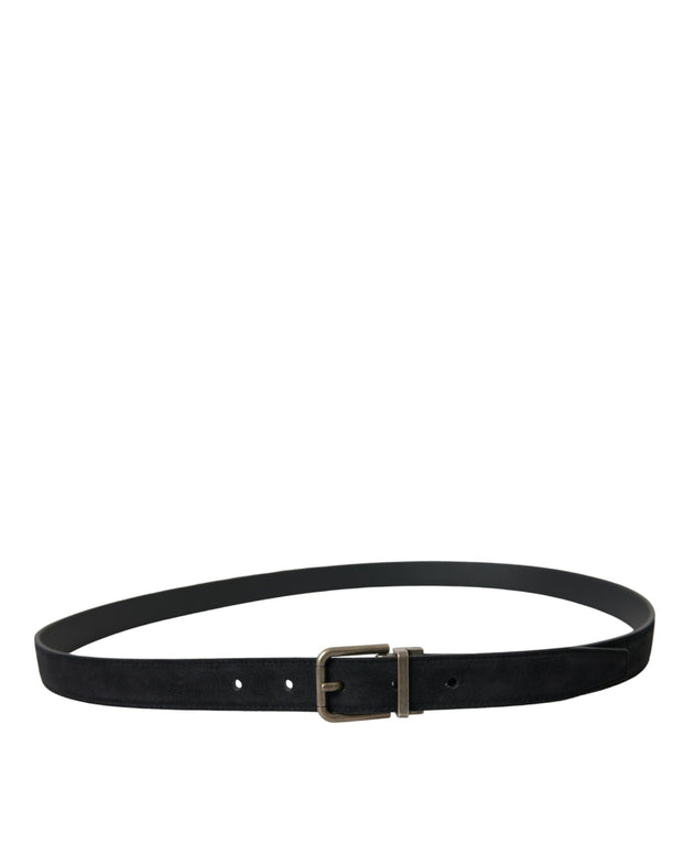 Black Goat Leather Antique Metal Buckle Belt