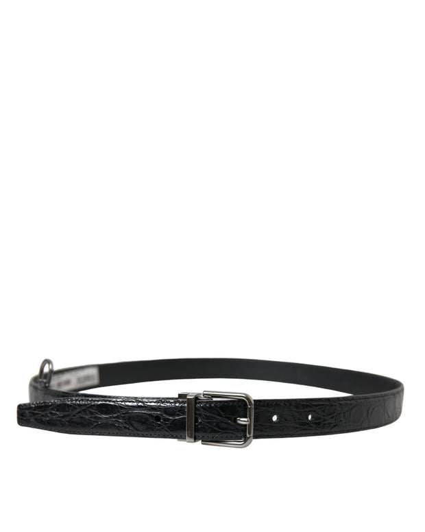 Black Leather Silver Metal Buckle Belt