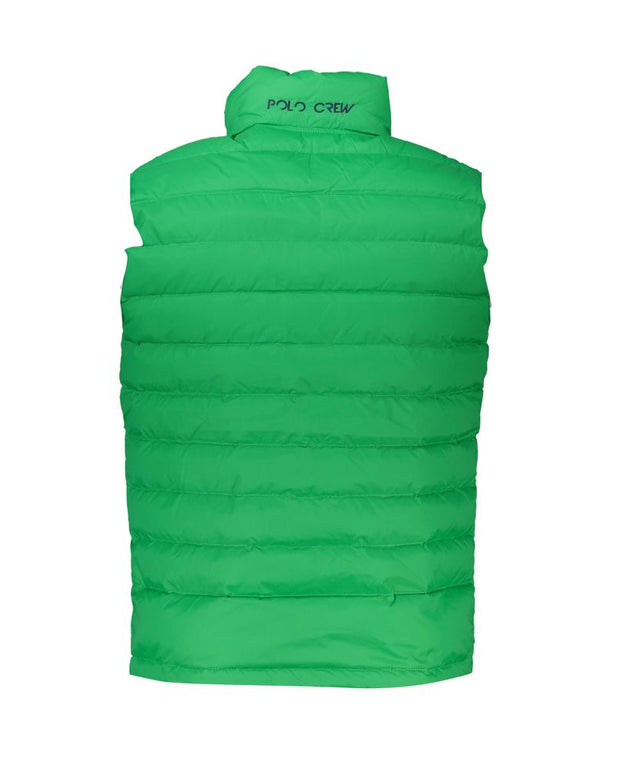 Sleek Sleeveless Green Jacket with Embroidery