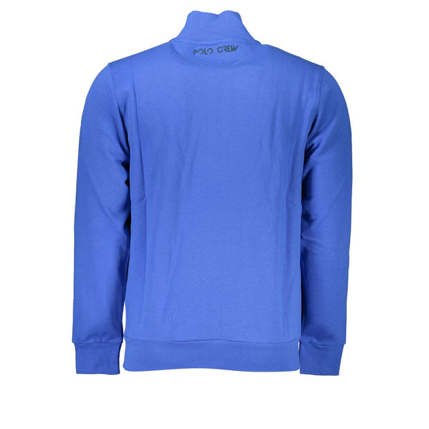 Elegant Blue Fleece Sweatshirt with Embroidery