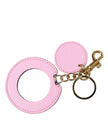 Elegant Pink Gold Leather Keychain