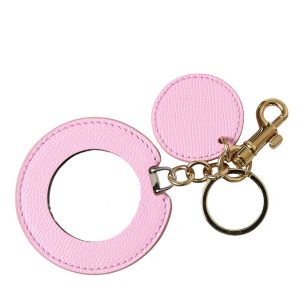 Elegant Pink Gold Leather Keychain