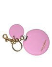 Elegant Pink Gold Leather Keychain