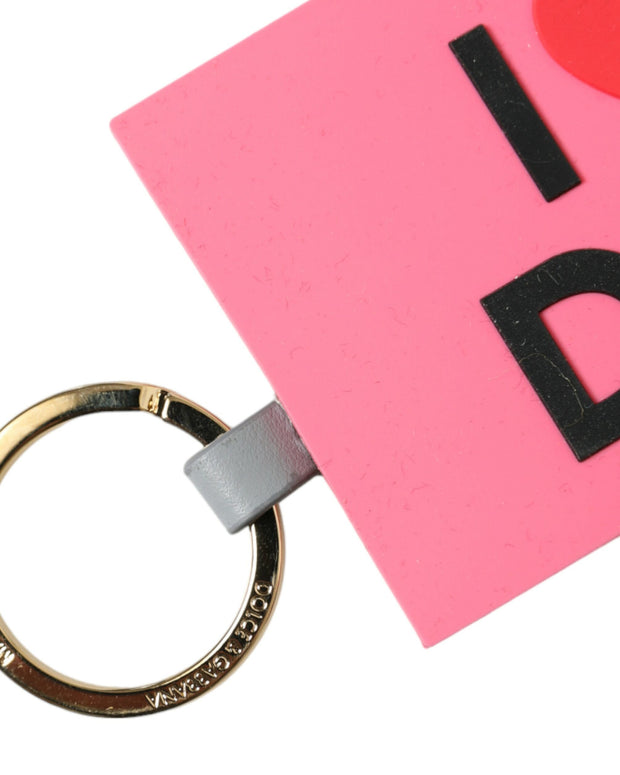 Pink Silicone DG Logo Gold Brass Keychain