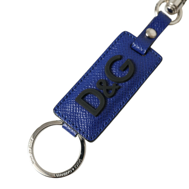 Elegant Blue Trifold Calf Leather Key Holder