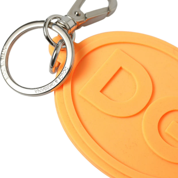 Elegant Orange Charm Keyring with Silver Detail