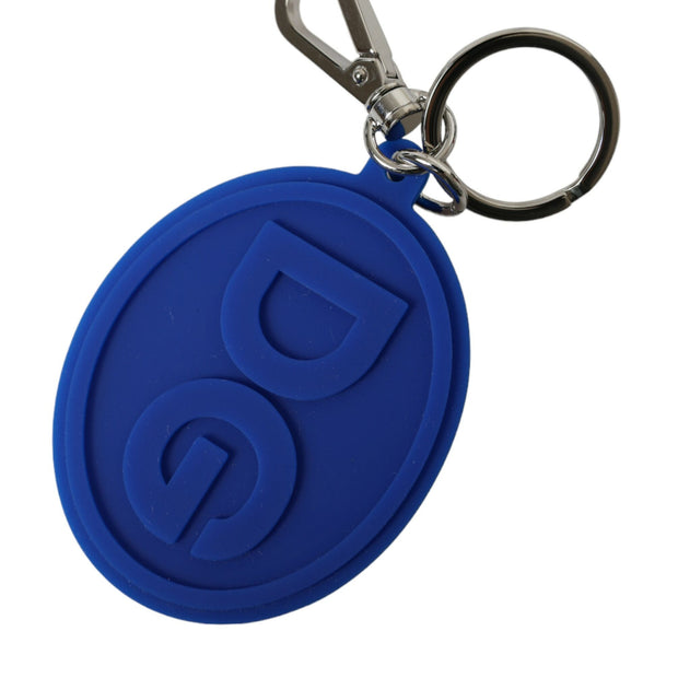 Elegant Blue Rubber Keychain with Brass Accents