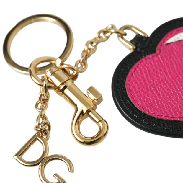 Stunning Gold and Pink Leather Keychain