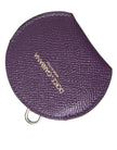 Purple Calfskin Leather Round Logo Hand Mirror Holder
