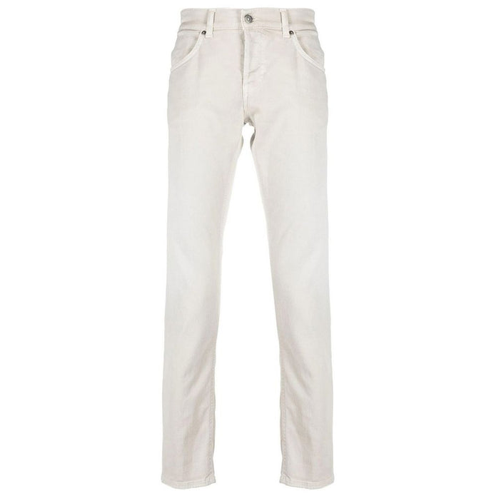 Cream-Colored Cotton Blend Trousers