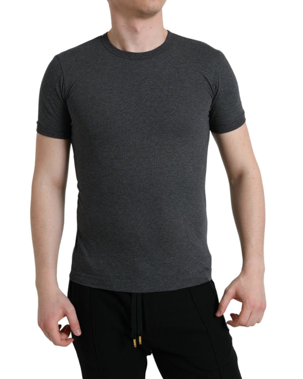 Dark Gray Cotton Crew Neck T-shirt