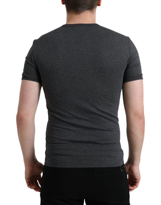 Dark Gray Cotton Crew Neck T-shirt