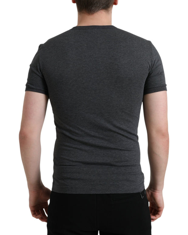 Dark Gray Cotton Crew Neck T-shirt