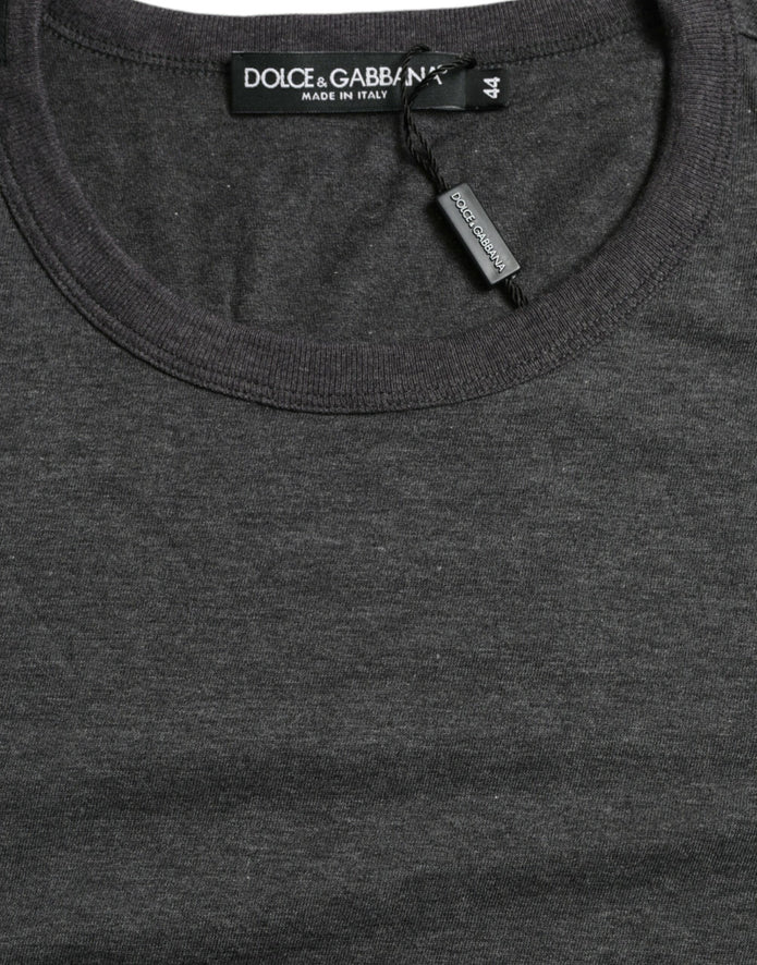 Dark Gray Cotton Crew Neck T-shirt