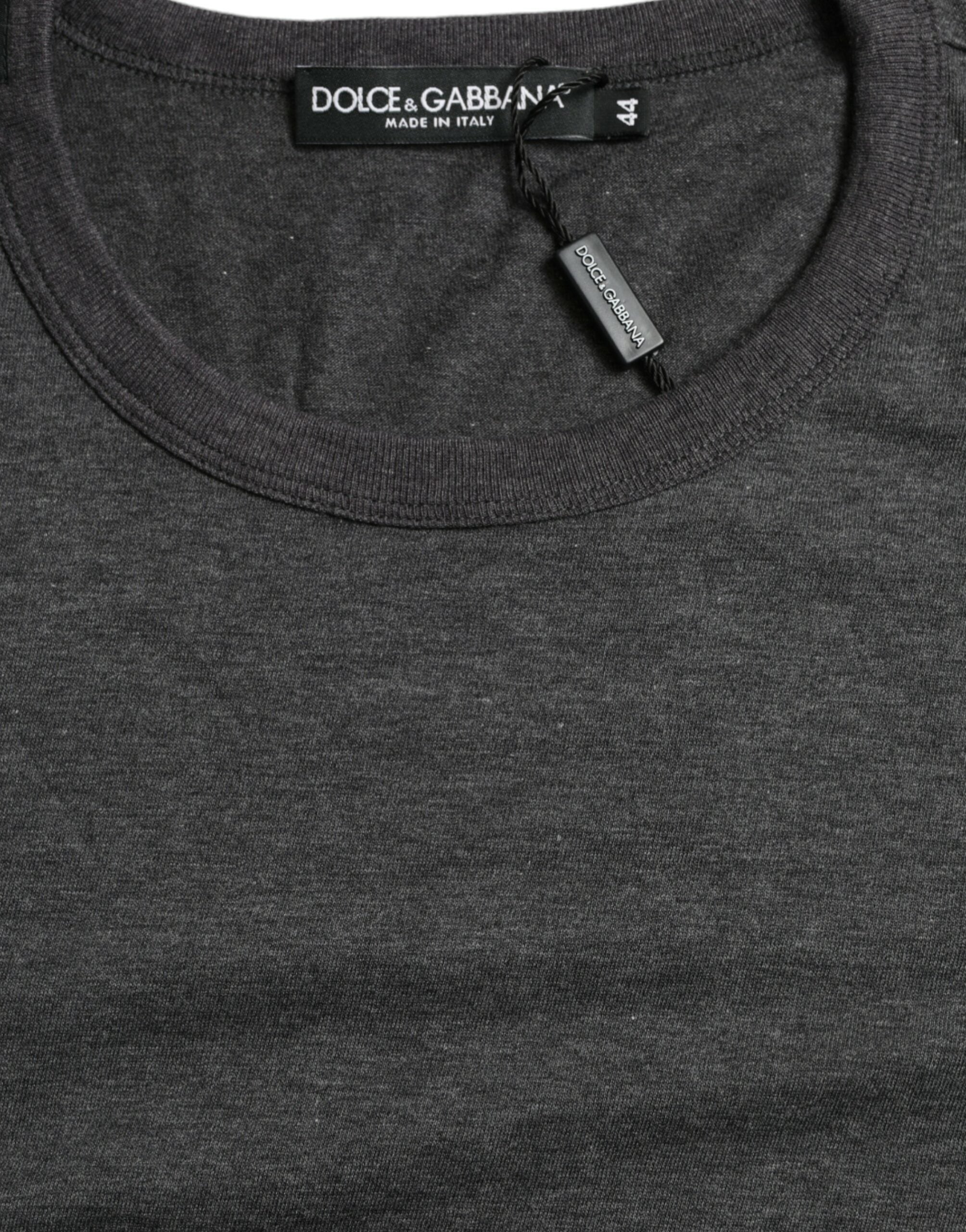 Dark Gray Cotton Crew Neck T-shirt