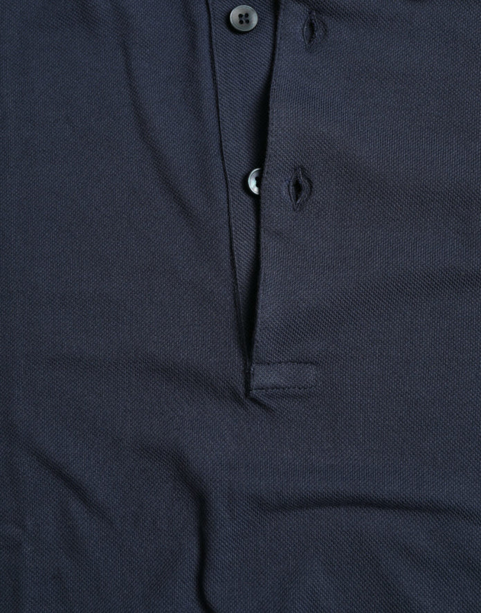 Blue Crown Patch Cotton Collared Men Polo T-shirt