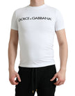 White Logo Print Cotton Crew Neck T-shirt