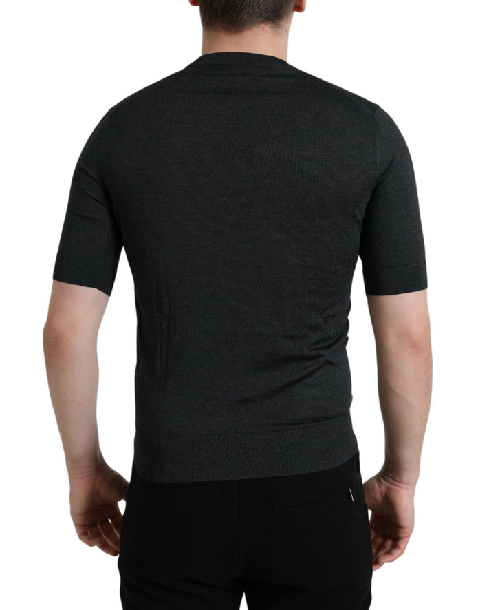 Dark Gray Crew Neck Short Sleeves T-shirt