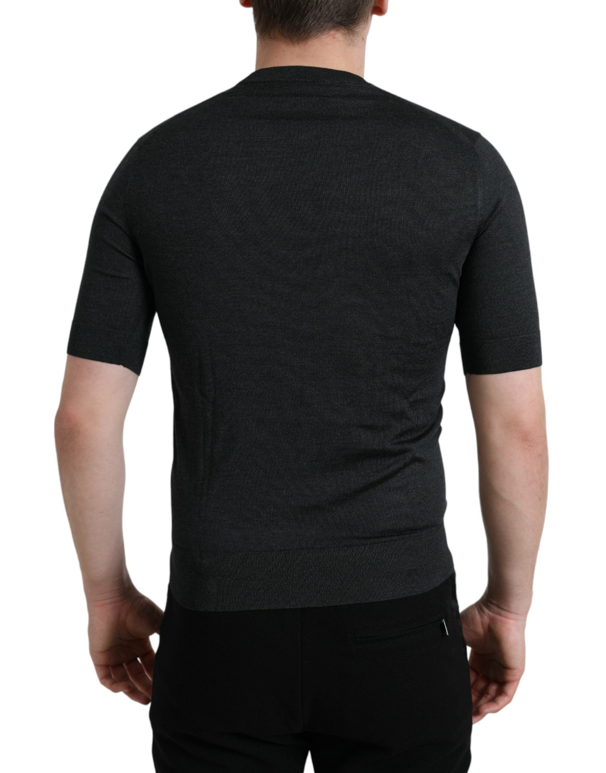 Dark Gray Crew Neck Short Sleeves T-shirt