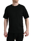 Black Logo Embossed Crew Neck Short Sleeves T-shirt