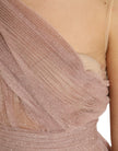Light Lilac Pleated Lame Tulle One Shoulder Dress