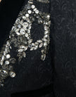 Black Crystal Embellished Overcoat Jacket