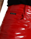 Shiny Red High Waist Skinny Pants