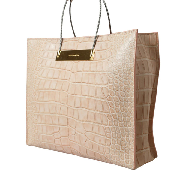 Alligator Leather Chic Pink Tote Bag