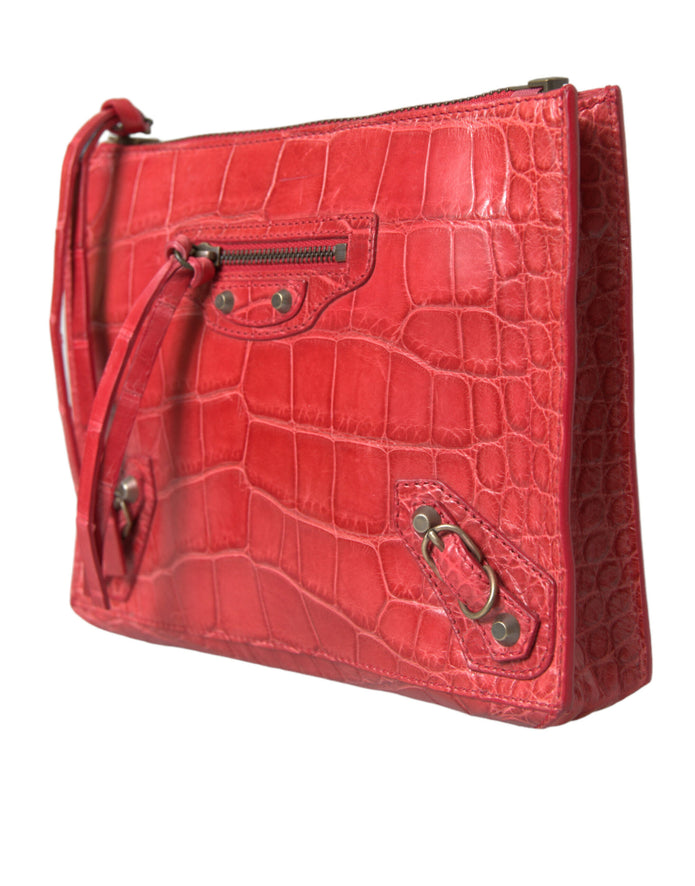 Exotic Red Alligator Leather Clutch