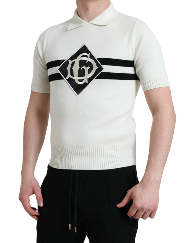 White DG Logo Collared Henley Shirt T-shirt