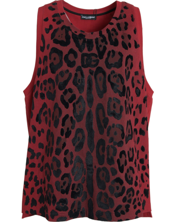 Red Leopard Print Sleeveless Tank T-shirt