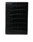 Black Exotic Skin Leather Long Bifold Passport Holder