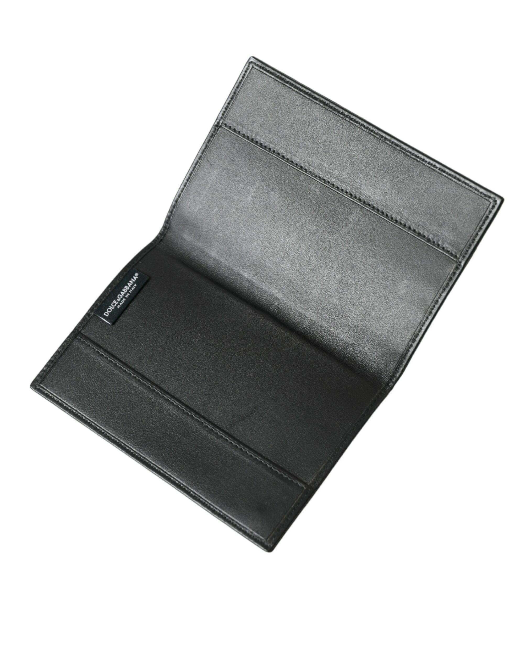 Black Exotic Skin Leather Long Bifold Passport Holder