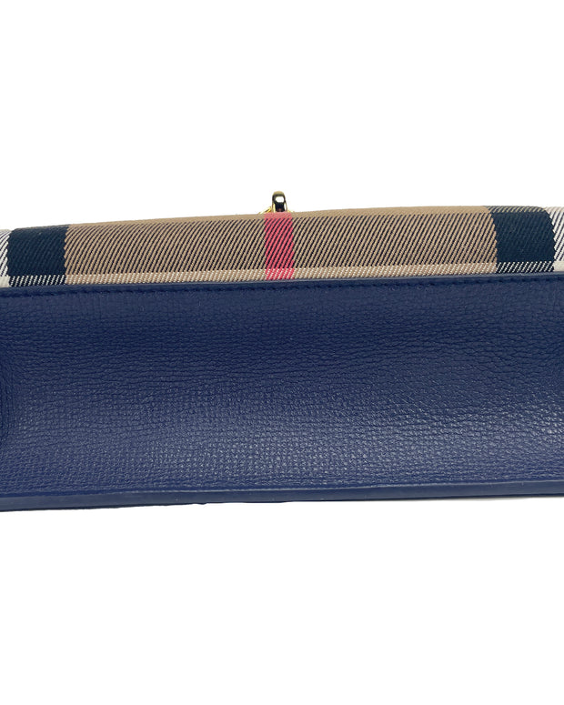 Macken Small Regency Blue House Check Leather Crossbody Bag