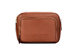 Small Branded Tan Brown Leather Camera Crossbody Bag