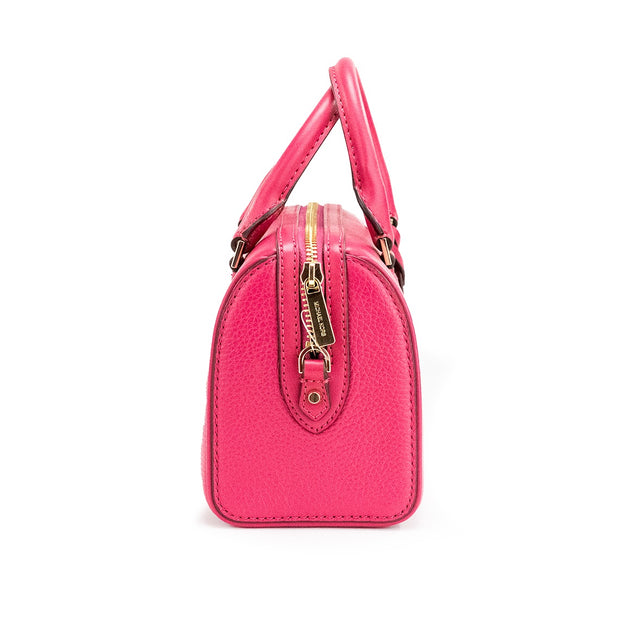 Travel XS Carmine Pink Leather Duffle Crossbody Handbag Purse