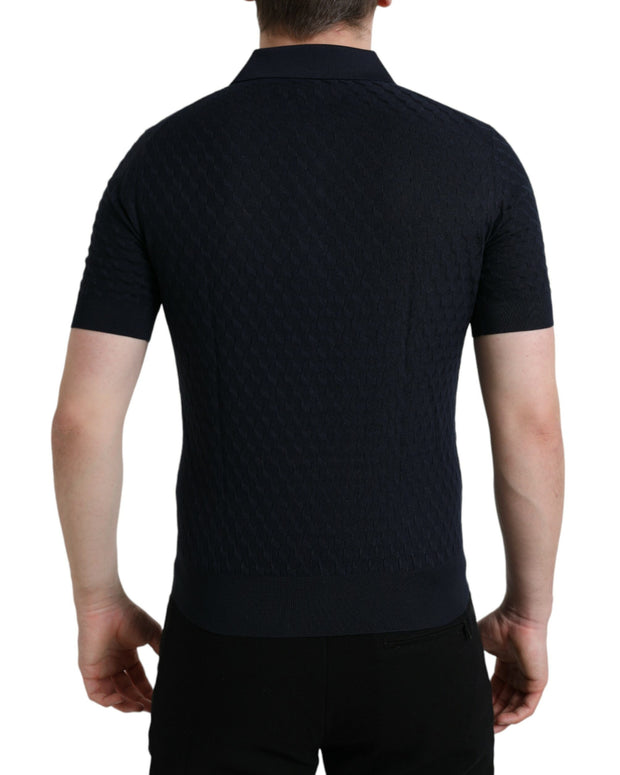 Dark Blue Collared Short Sleeve Polo T-shirt