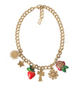 Gold Chain Rose Cross Strawberry Star Pendant Necklace