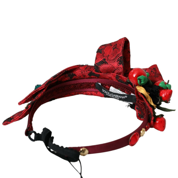 Red Cherry Sicily Embellished Women Hairband Diadem