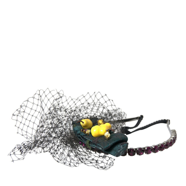 Black Lemons Sicily Purple Crystal Net Headband Diadem