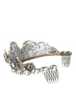 Silver Brass STRASS Crystal Crown Tiara LED Diadem