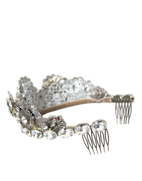 Silver Brass STRASS Crystal Crown Tiara LED Diadem