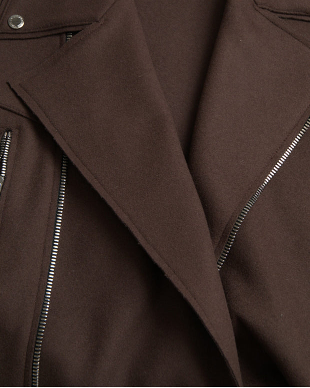 Brown Coat Short Biker Wool Jacket